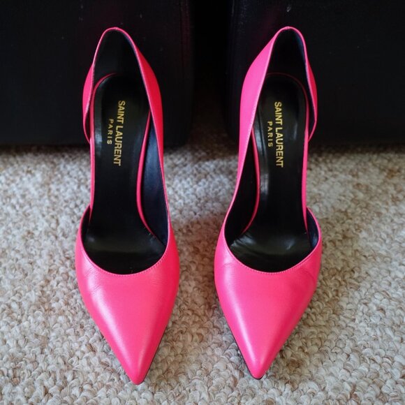 Saint Laurent YSL Pink Leather Pumps High Heels - Picture 3 of 10